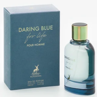 دیرینگ بلو فور لایف الحمبرا-Daring Blue For Life Maison Alhambra EDP 100ML-شیشه و جعبه عطر
