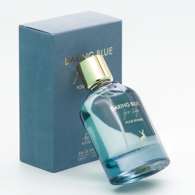 دیرینگ بلو فور لایف الحمبرا-Daring Blue For Life Maison Alhambra EDP 100ML-شیشه و جعبه عطر