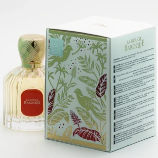 لا رژ باروک-La Rouge Baroque Maison Alhambra EDP 100ML-شیشه و جعبه عطر از پشت-هولوگرام  اصالت کالا