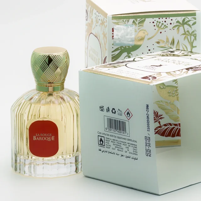 لا رژ باروک-La Rouge Baroque Maison Alhambra-شیشه و جعبه و کاور جعبه عطر-بارکد و بج کد کالا