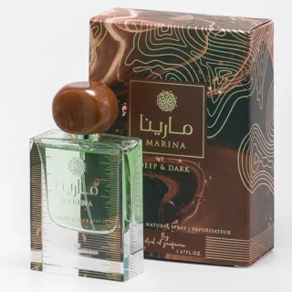 Marina Deep & Dark Ard Al Zaafaran EDP 50ML - شیشه و جعبه عطر از جلو