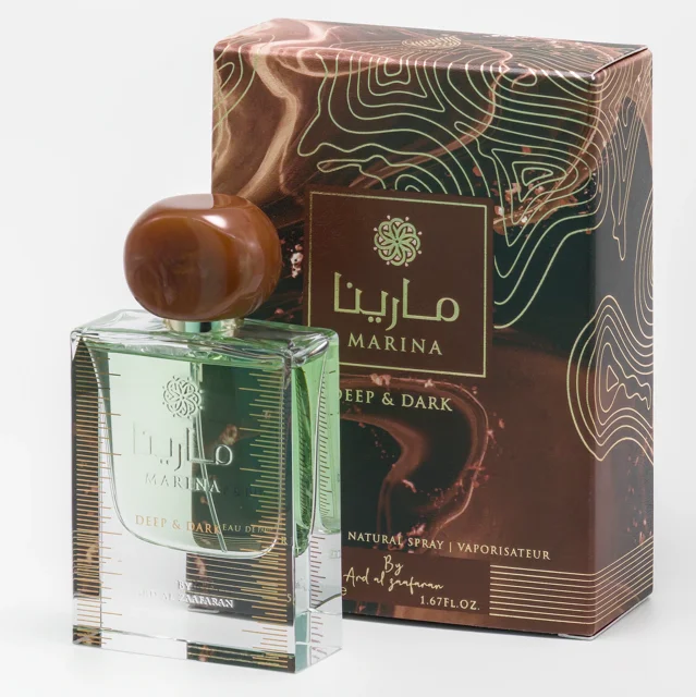 Marina Deep & Dark Ard Al Zaafaran EDP 50ML - شیشه و جعبه عطر از جلو