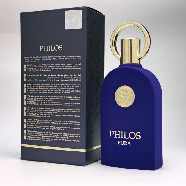 Philos Pura Maison Alhambra EDP 100ML-بطری عطر و لیبل اصالت کالا پشت جعبه